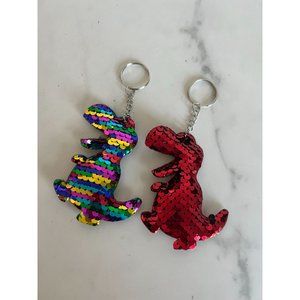 TREX Set of 2 Red Multi Sequin Keychains NEW